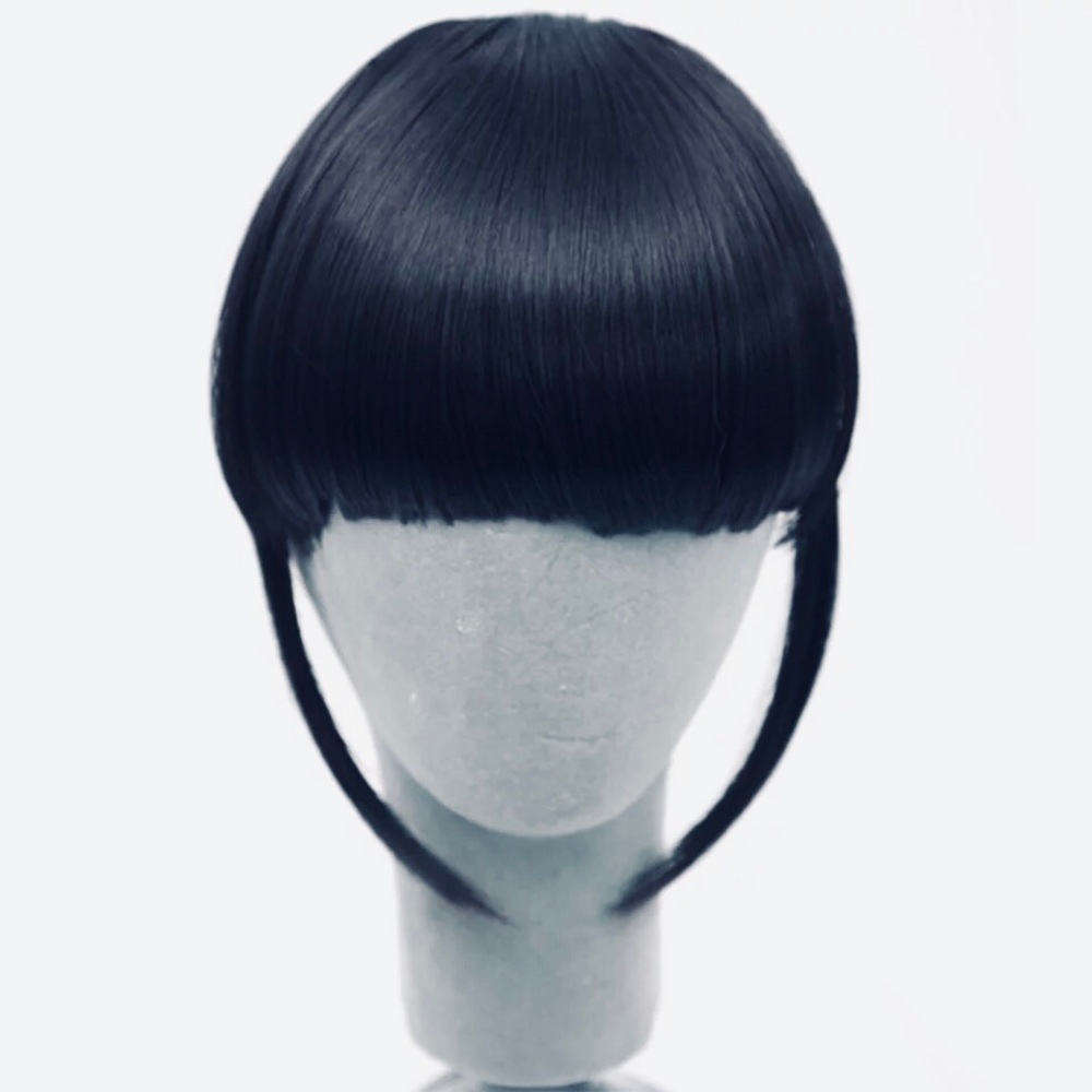 NWT true BLACK #1B black topper thick bangs hair accessory clip in